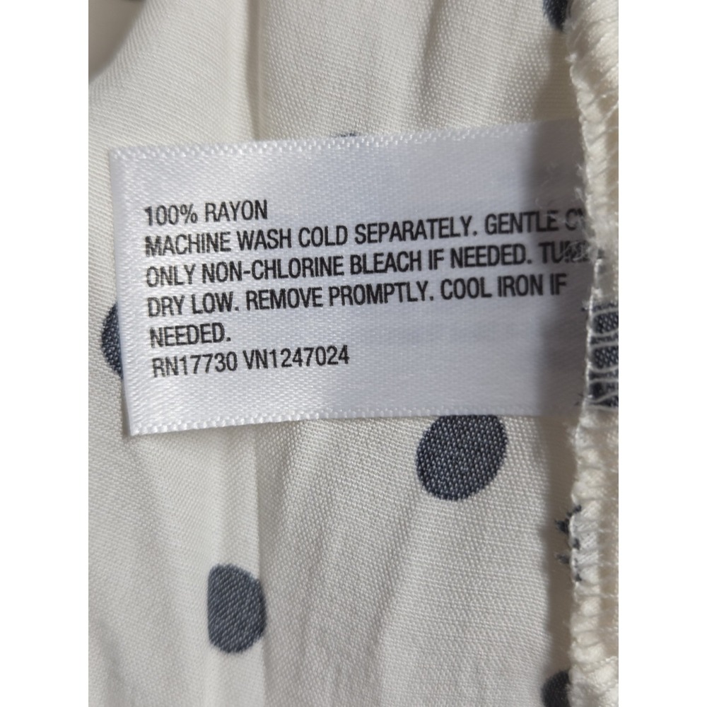 A New Day Women's Medium Dress Ivory Black Short Sleeve Mini Wrap Polka Dots - Picture 6 of 10